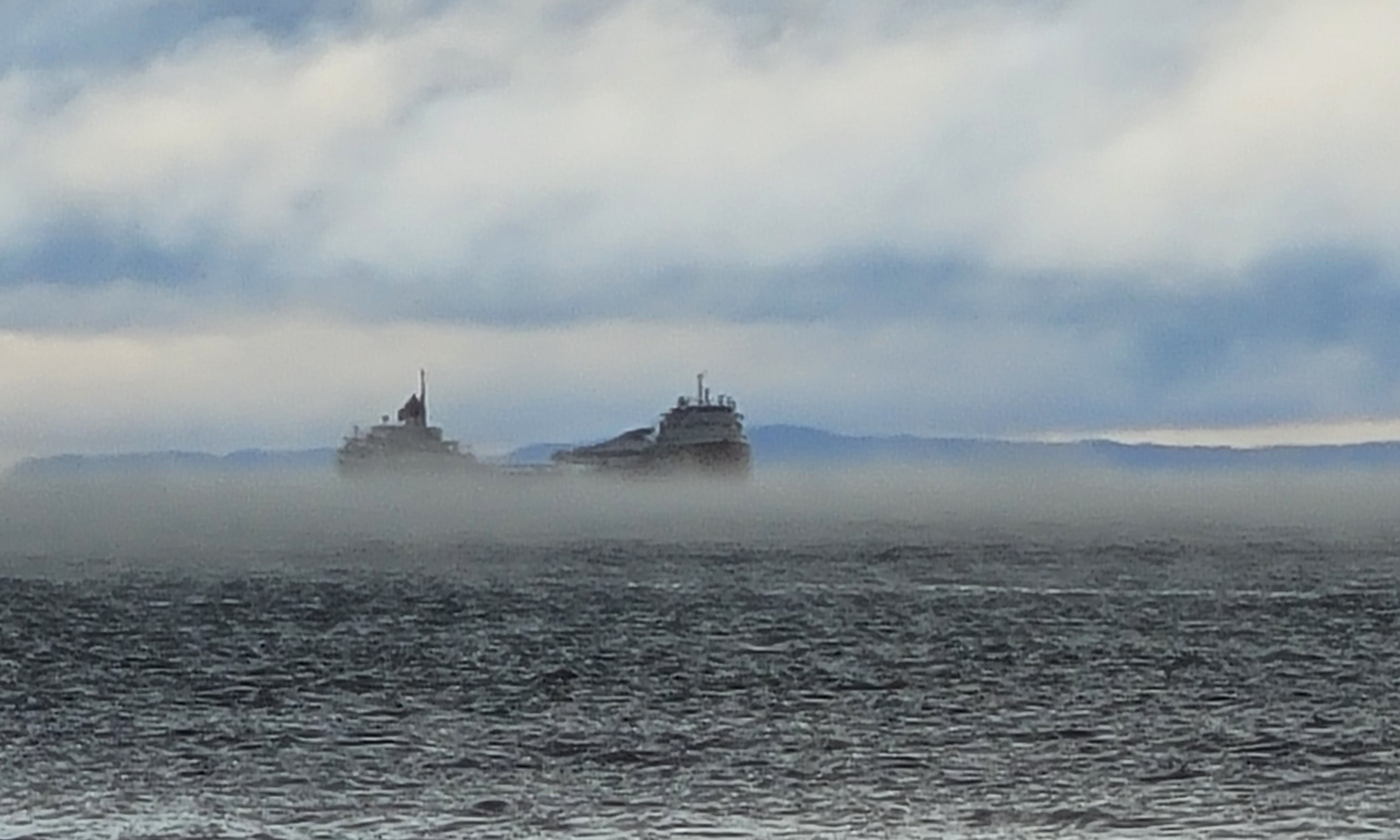 Ext freighter Ship in the mist John G Munson 110121